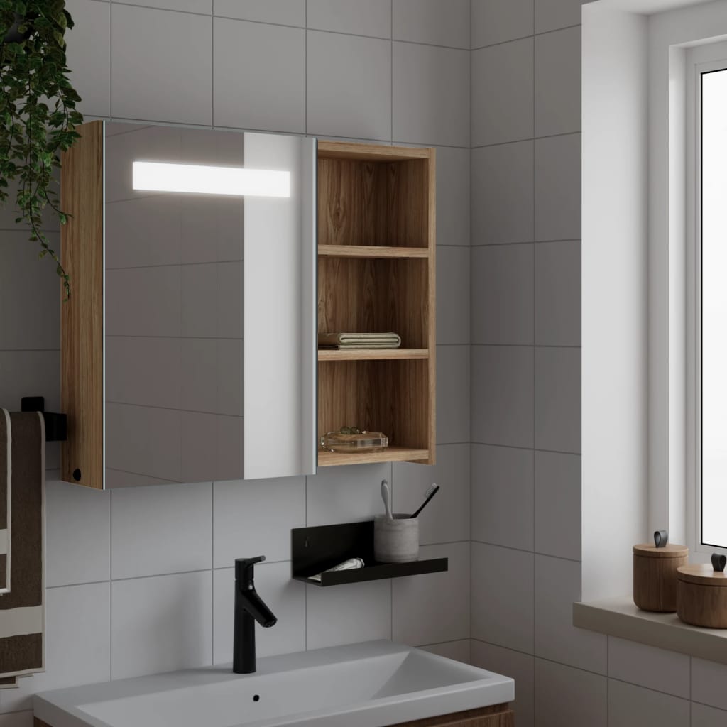 Dulap Cu Oglindă De Baie Cu Lumină Led, ,