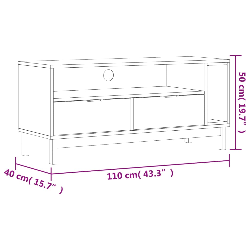 Dulap Tv „Flam” 110X40X50 Cm, Lemn Masiv De Pin