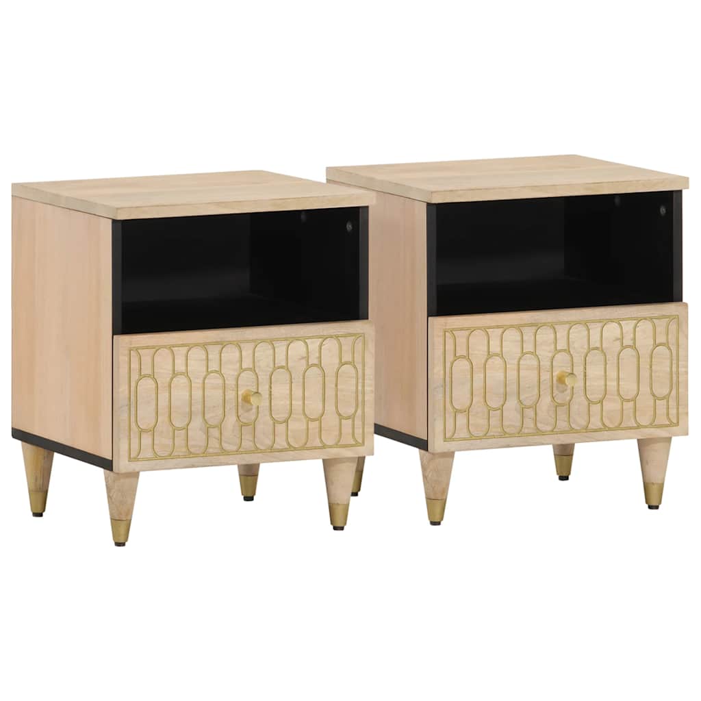 Noptiere, 2 Buc., 40X33X46 Cm, Lemn Masiv De Acacia