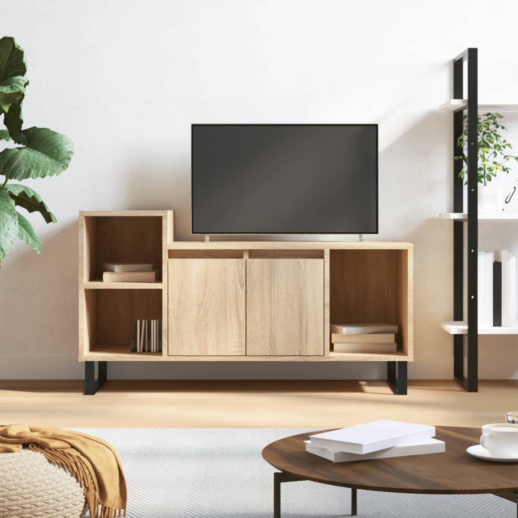 Comodă Tv, Stejar Fumuriu, 100X35X55 Cm, Lemn Prelucrat