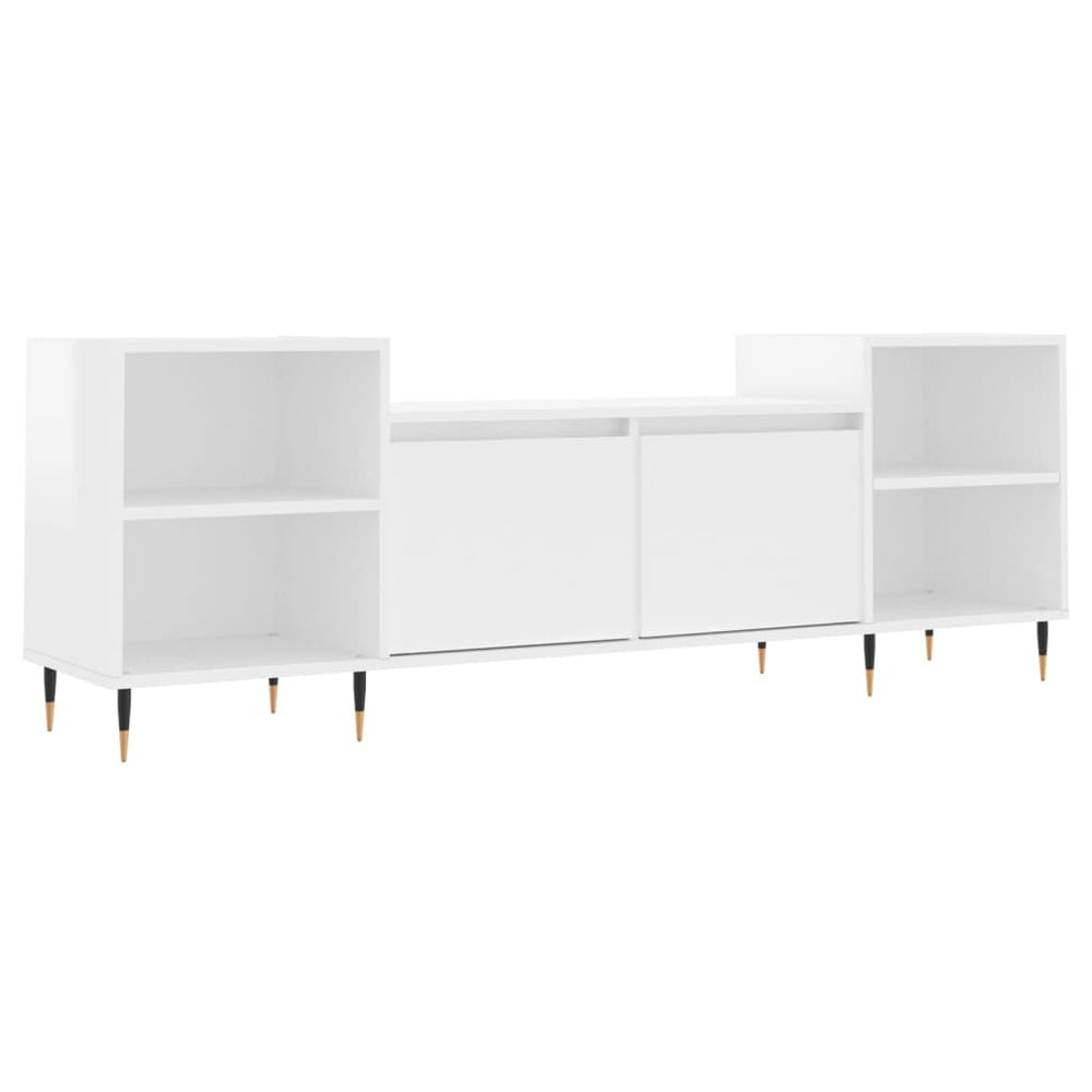 Comodă Tv, Alb Extralucios, 160X35X55 Cm, Lemn Prelucrat
