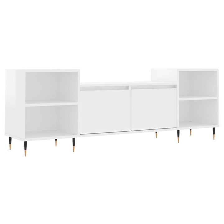 Comodă Tv, Alb Extralucios, 160X35X55 Cm, Lemn Prelucrat