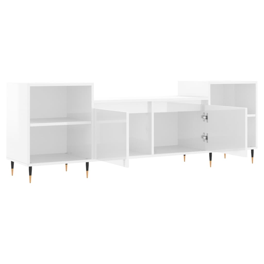 Comodă Tv, Alb Extralucios, 160X35X55 Cm, Lemn Prelucrat