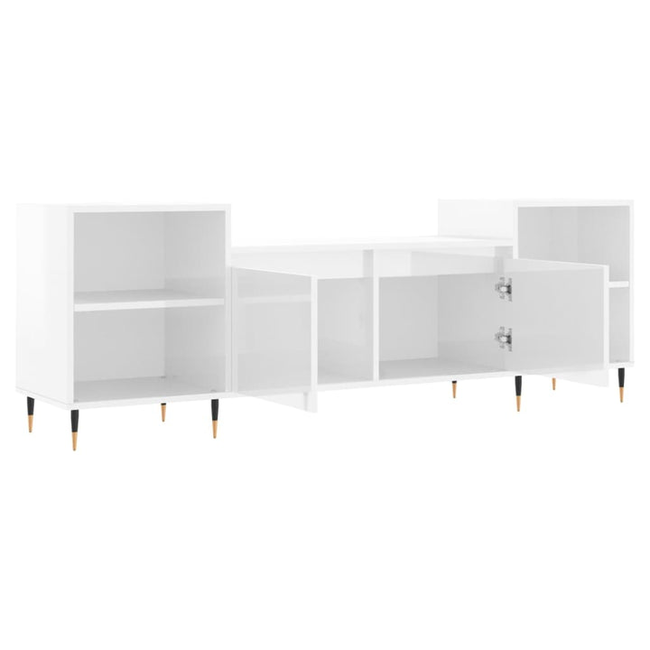 Comodă Tv, Alb Extralucios, 160X35X55 Cm, Lemn Prelucrat