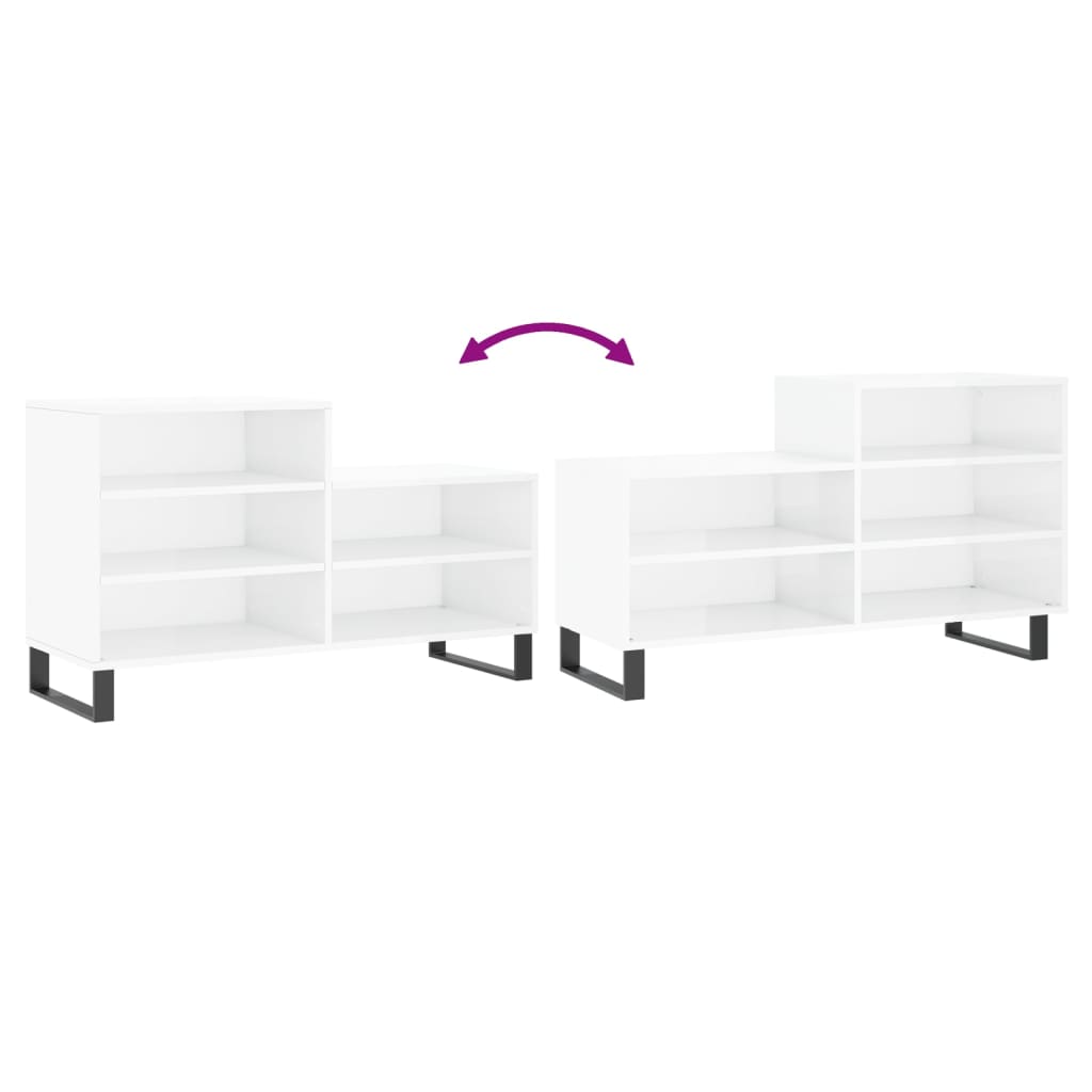 Pantofar, Alb Extralucios, 102X36X60 Cm, Lemn Compozit