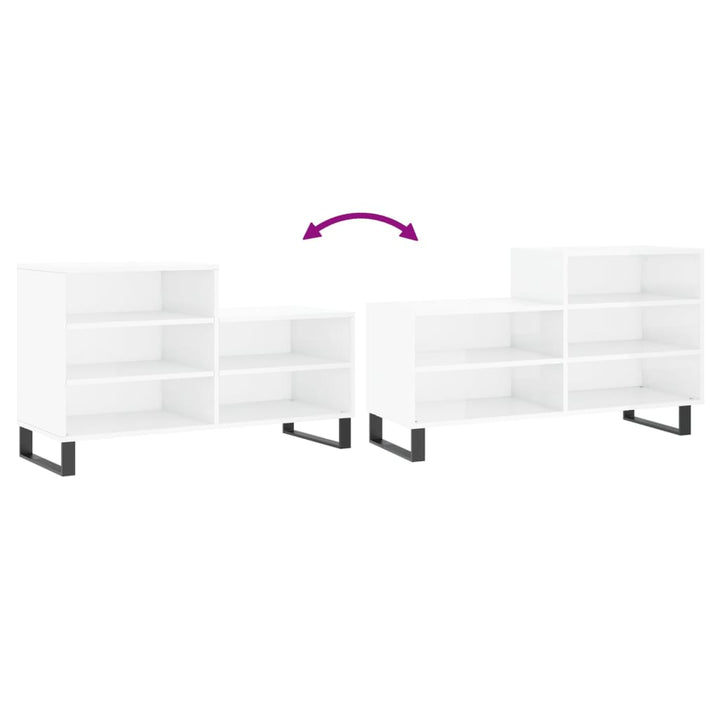 Pantofar, Alb Extralucios, 102X36X60 Cm, Lemn Compozit