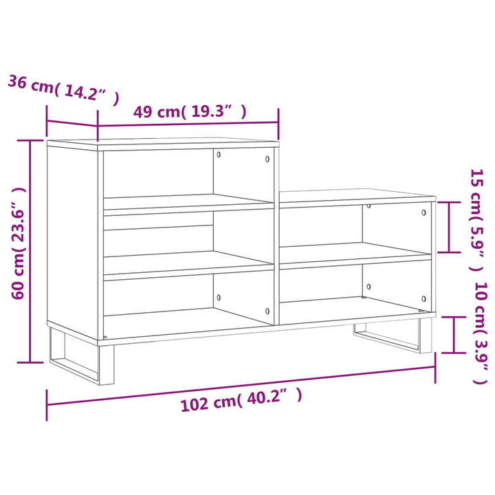 Pantofar, Alb Extralucios, 102X36X60 Cm, Lemn Compozit