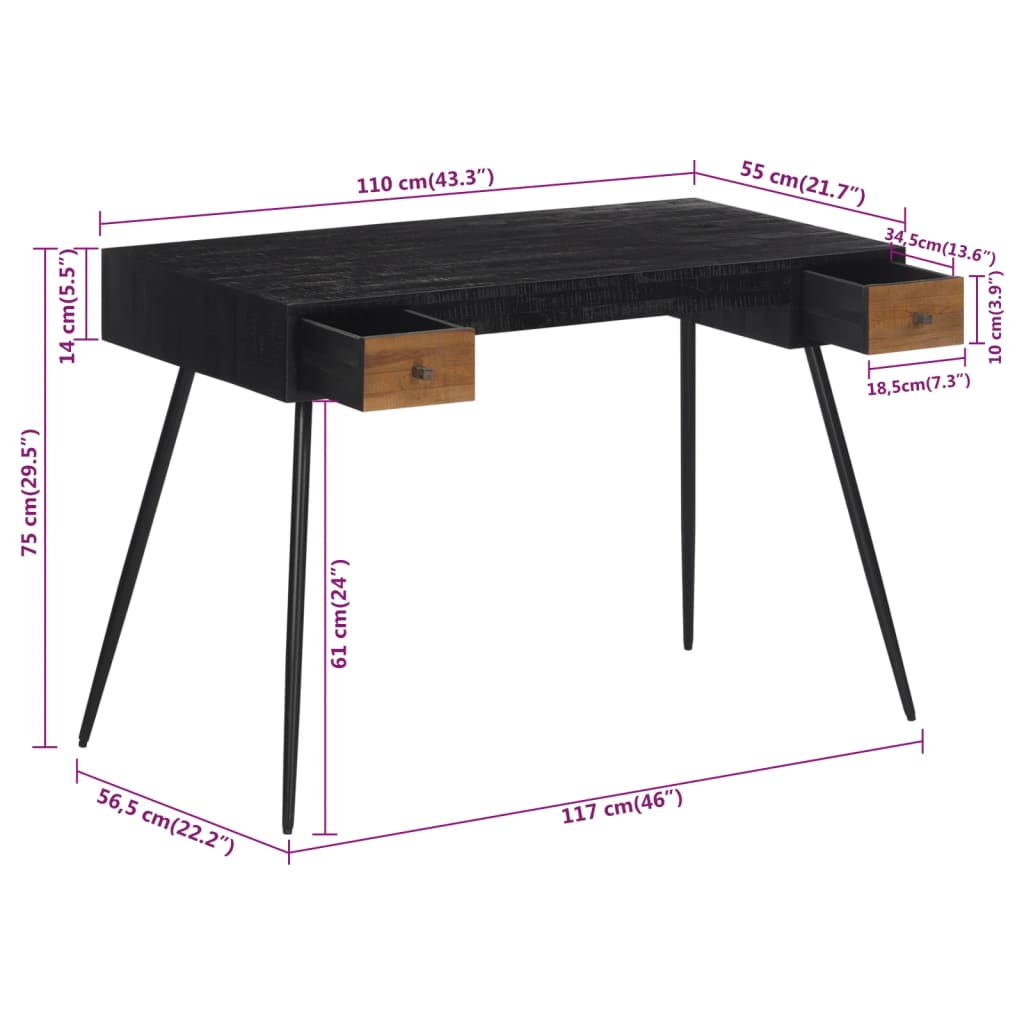 Birou, 117X56,5X75 Cm, Lemn Masiv De Tec Reciclat