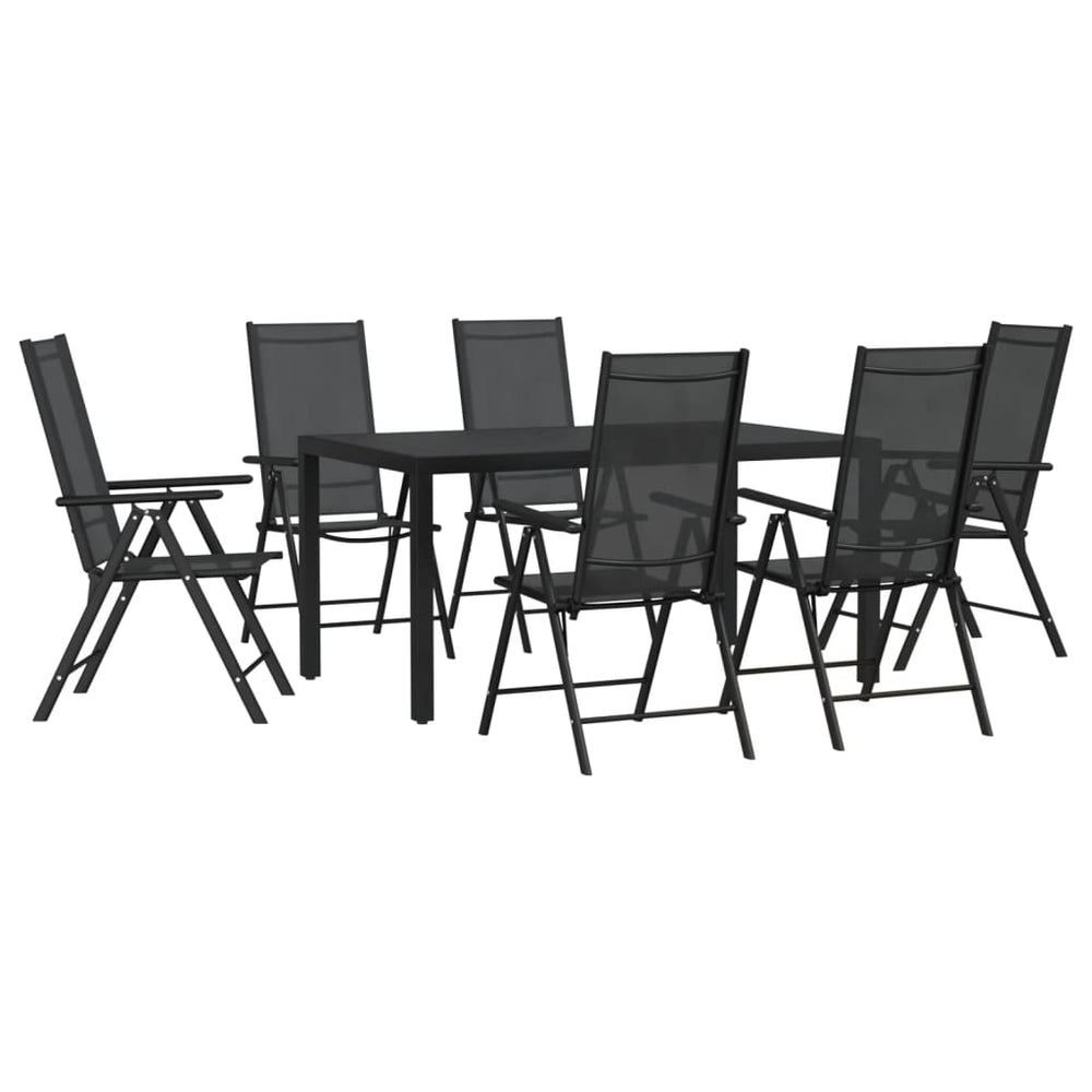 Set Mobilier Pentru Grădină, 7 Piese, Negru, Aluminiu