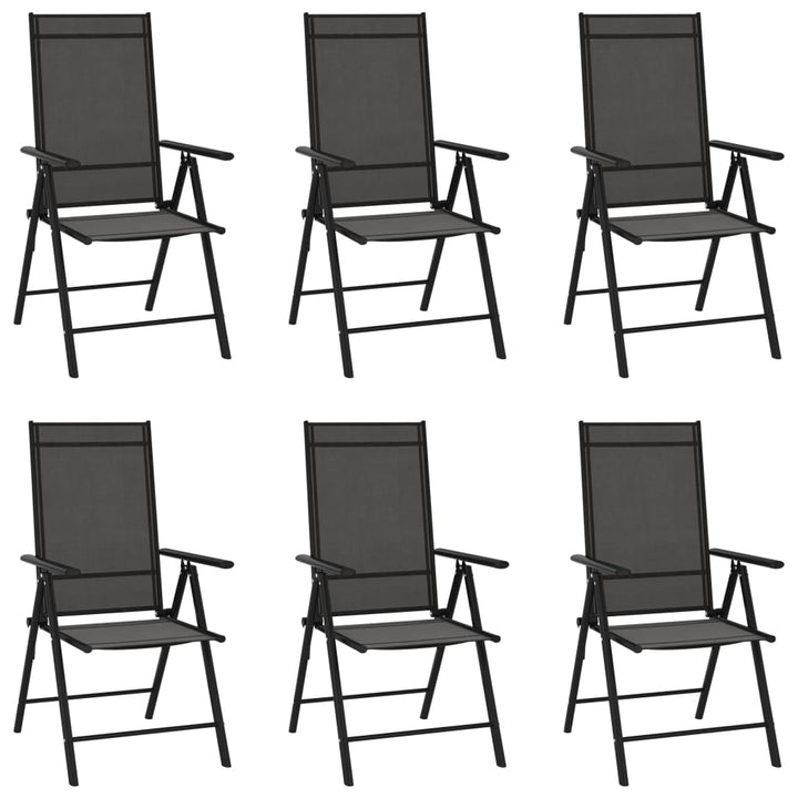 Set Mobilier Pentru Grădină, 7 Piese, Negru, Aluminiu
