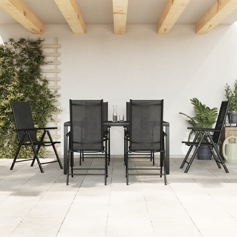 Set Mobilier Pentru Grădină, 7 Piese, Negru, Aluminiu