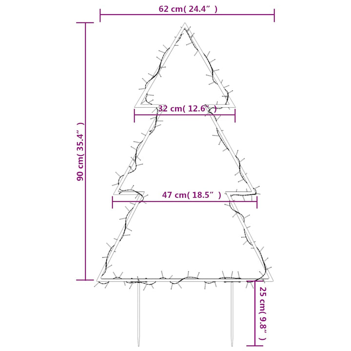Decorațiune Brad Cu Lumini De Crăciun Cu Țăruși, 115 Led, 90 Cm Negru
