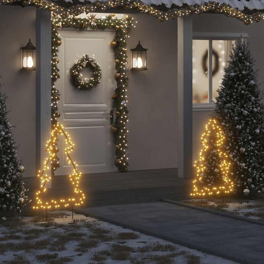 Decorațiune Brad Cu Lumini De Crăciun Cu Țăruși, 115 Led, 90 Cm Negru