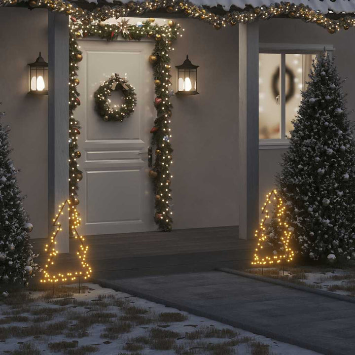Decorațiune Brad Cu Lumini De Crăciun Cu Țăruși, 115 Led, 90 Cm Negru