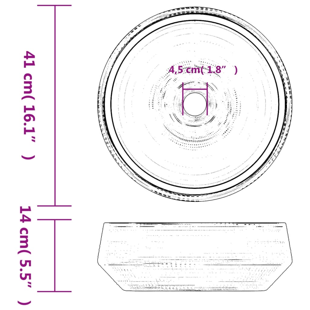 Lavoar De Blat, Gri, Rotund, Φ41X14 Cm, Ceramică