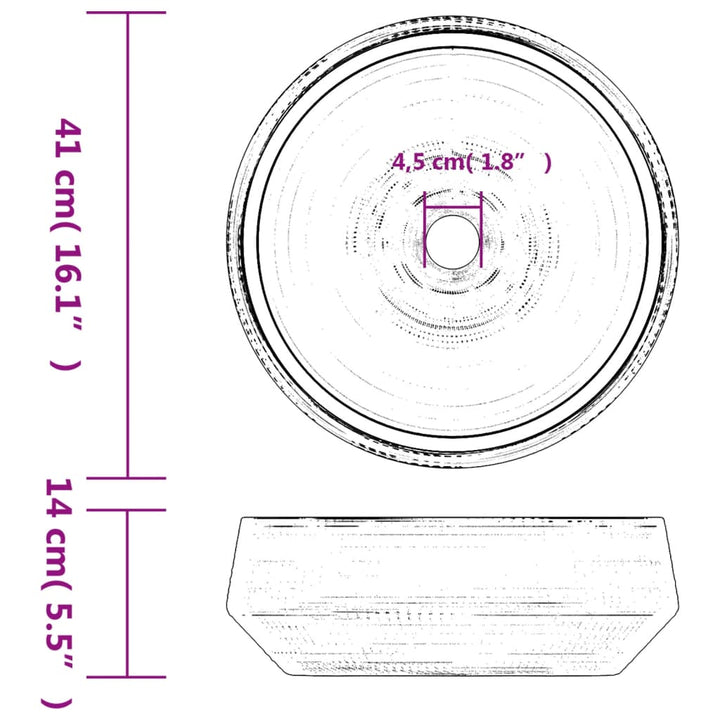 Lavoar De Blat, Gri, Rotund, Φ41X14 Cm, Ceramică