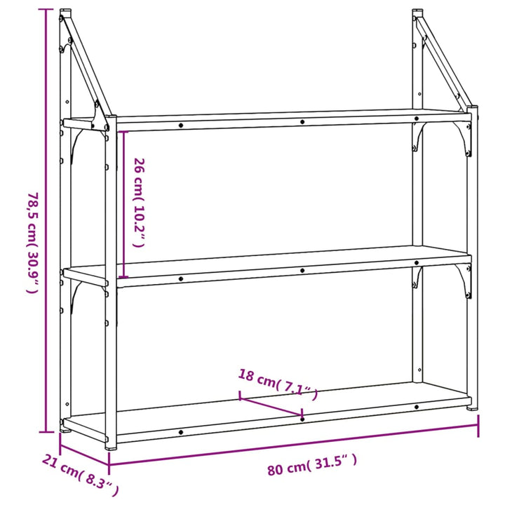 Raft Cu 3 Niveluri, Gri Sonoma, 80X21X78,5 Cm, Lemn Prelucrat