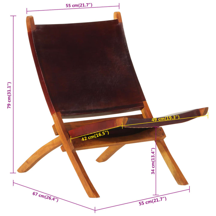 Scaun Relaxant Pliant, , Piele Naturală