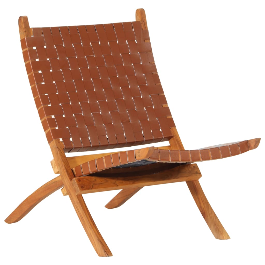 Scaun Relaxant Pliant, , Piele Naturală