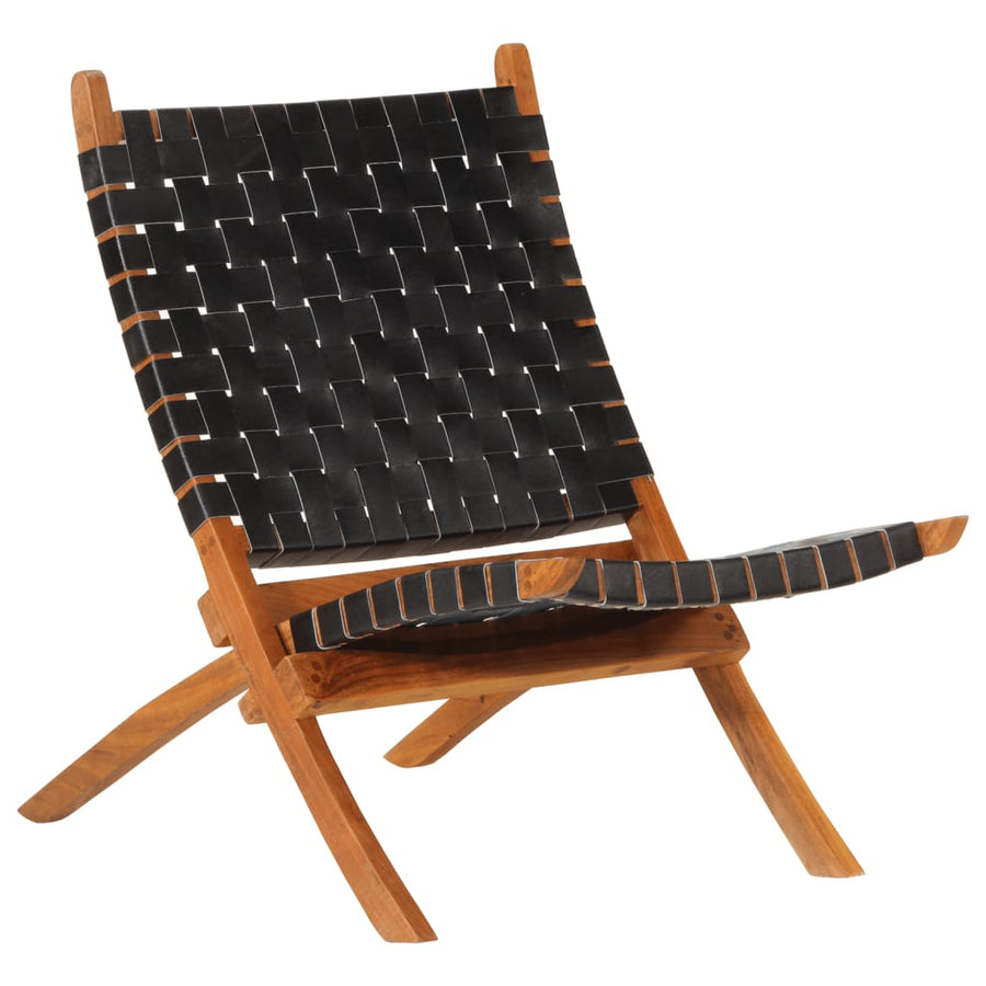 Scaun Relaxant Pliant, , Piele Naturală