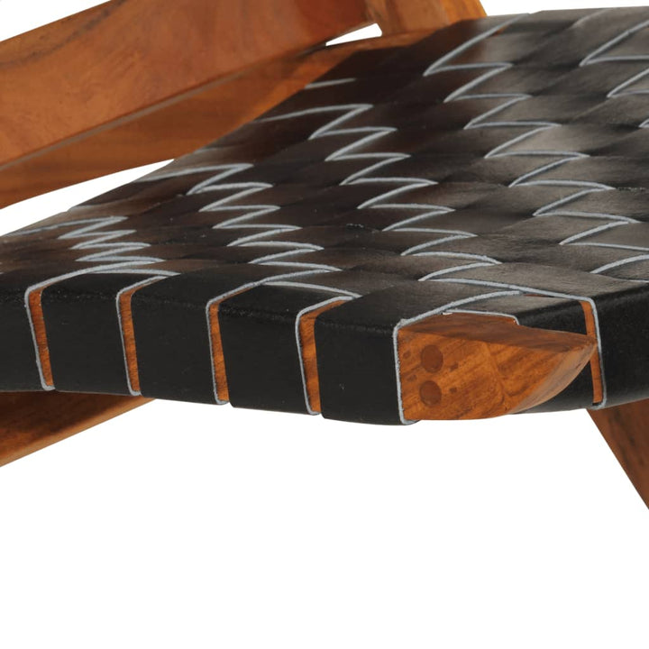 Scaun Relaxant Pliant, , Piele Naturală