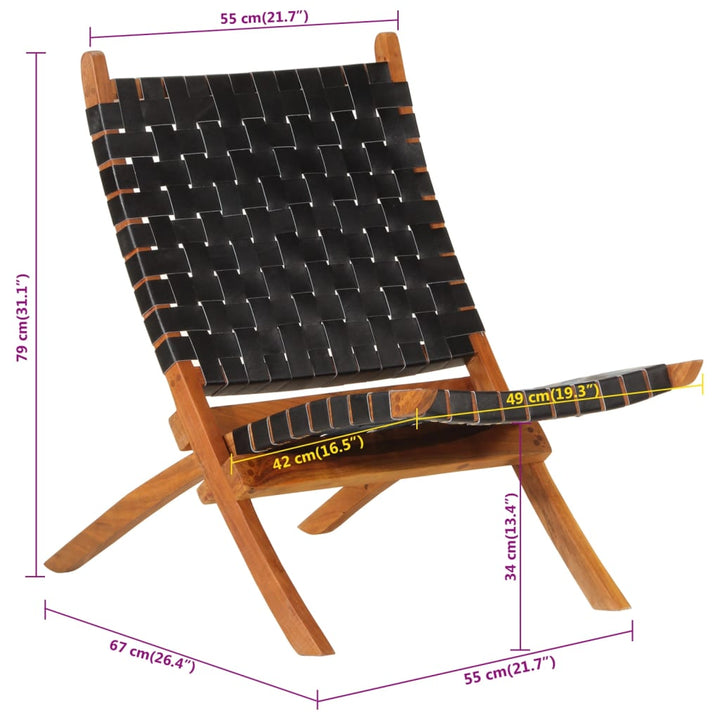 Scaun Relaxant Pliant, , Piele Naturală