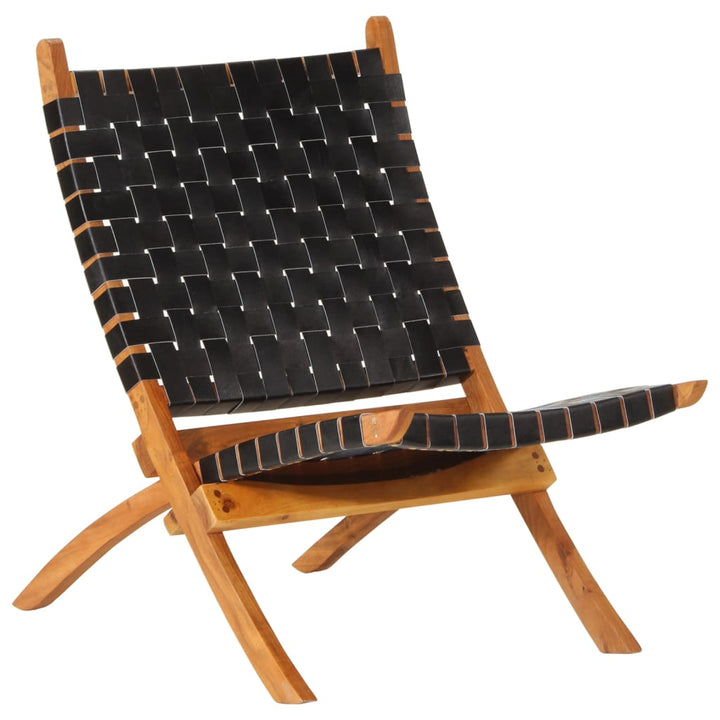 Scaun Relaxant Pliant, , Piele Naturală
