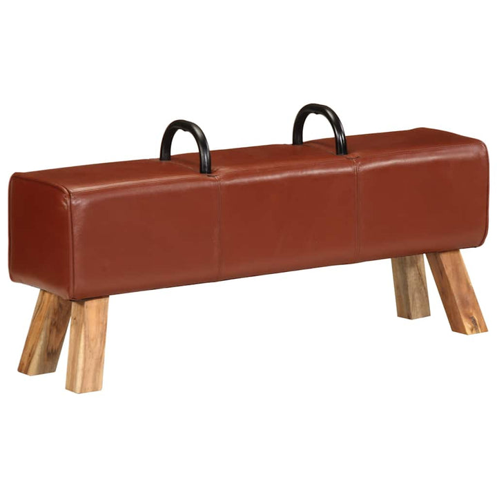 Bancă De Gimnastică, Maro, 110 Cm, Piele Naturală