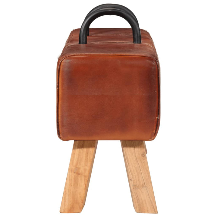 Bancă De Gimnastică, Maro, 110 Cm, Piele Naturală
