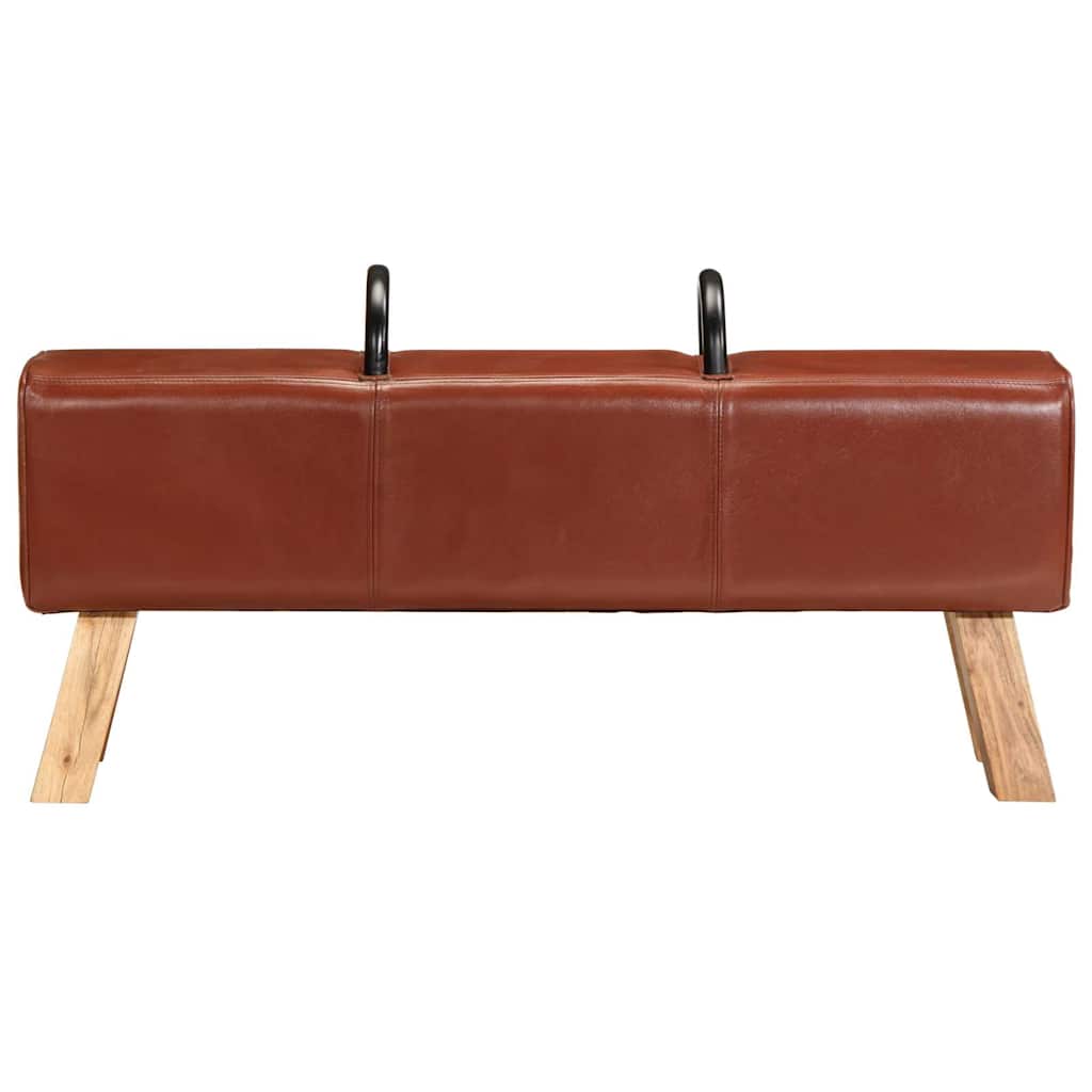 Bancă De Gimnastică, Maro, 110 Cm, Piele Naturală