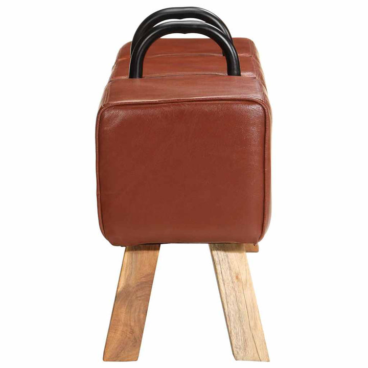 Bancă De Gimnastică, Maro, 110 Cm, Piele Naturală