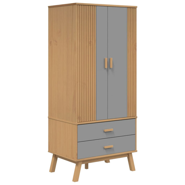 Șifonier &quot;Olden&quot;, Gri/Maro, 76,5X53X172 Cm, Lemn Masiv Pin