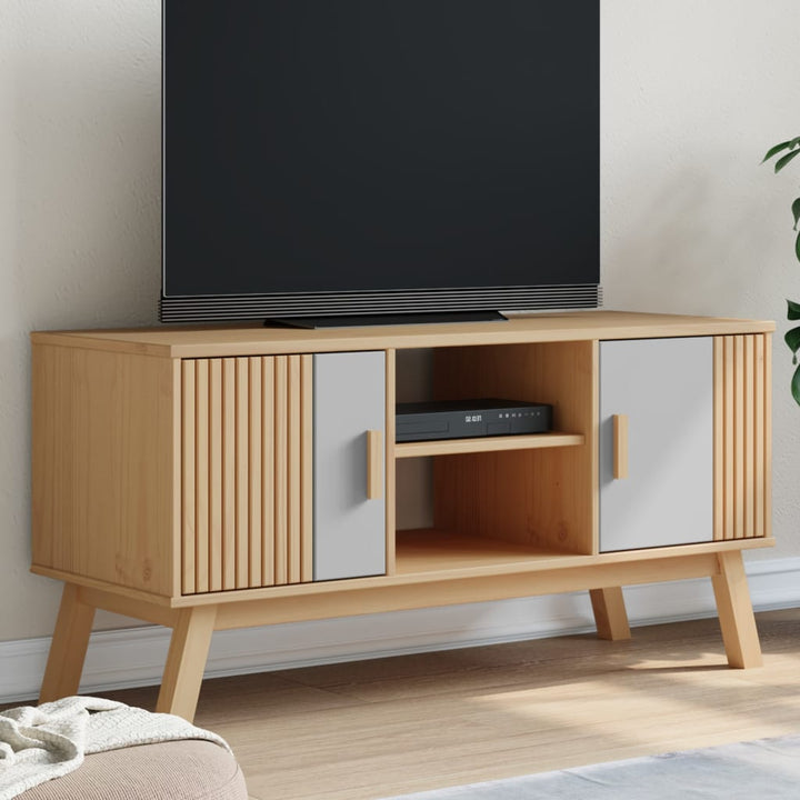 Dulap Tv „Olden”, Alb/Maro, 114X43X57 Cm, Lemn Masiv Pin