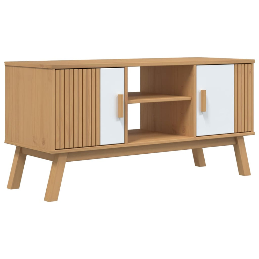 Dulap Tv „Olden”, Alb/Maro, 114X43X57 Cm, Lemn Masiv Pin