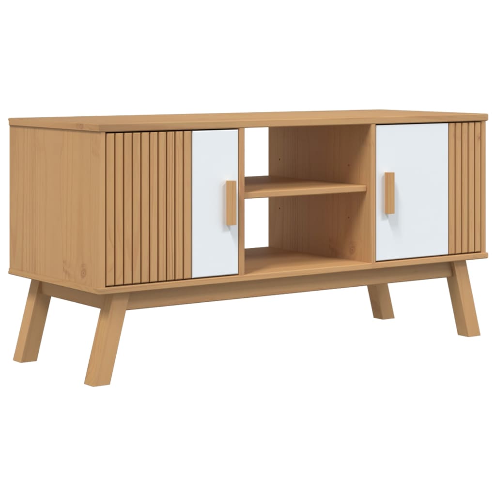 Dulap Tv „Olden”, Alb/Maro, 114X43X57 Cm, Lemn Masiv Pin