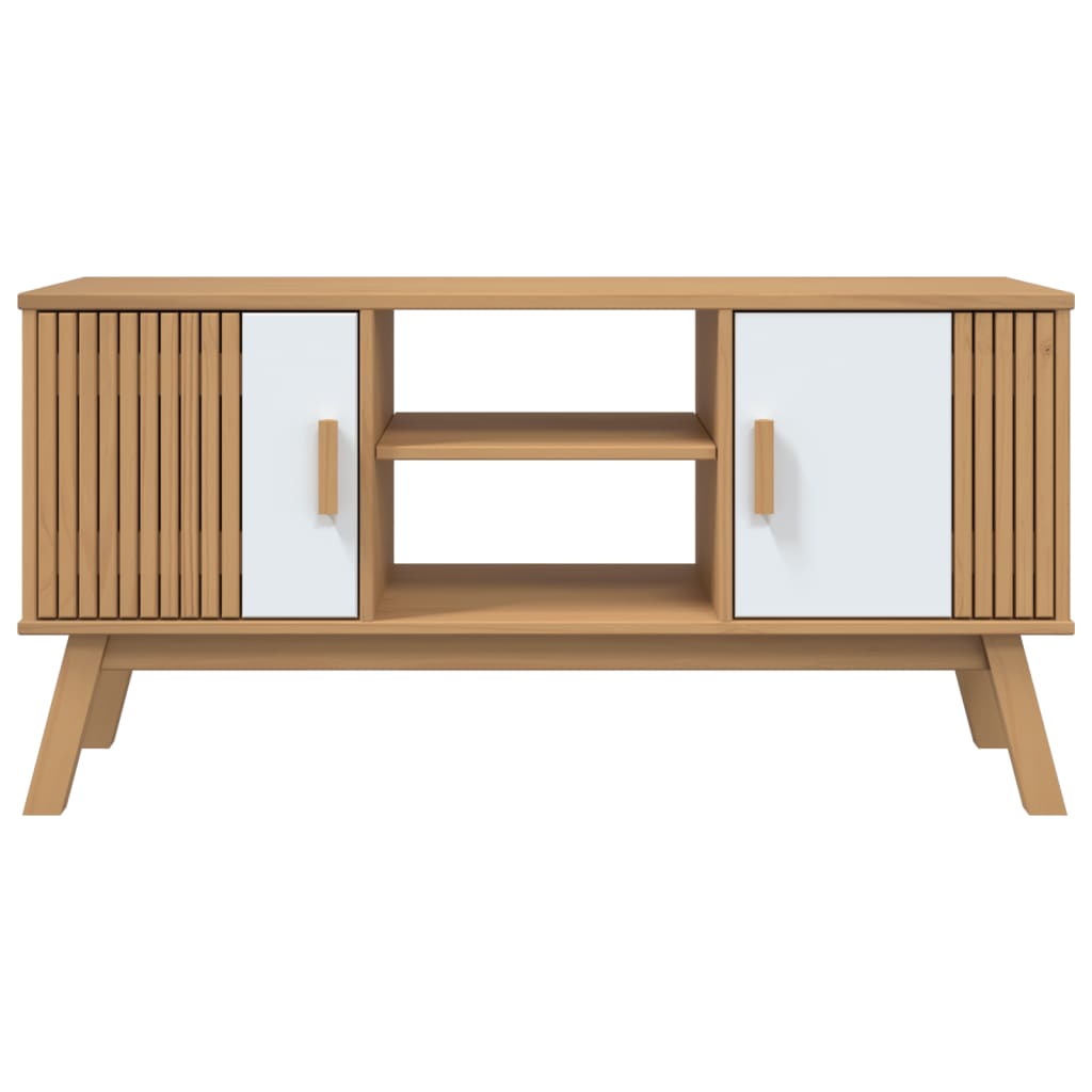 Dulap Tv „Olden”, Alb/Maro, 114X43X57 Cm, Lemn Masiv Pin