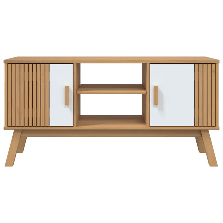 Dulap Tv „Olden”, Alb/Maro, 114X43X57 Cm, Lemn Masiv Pin
