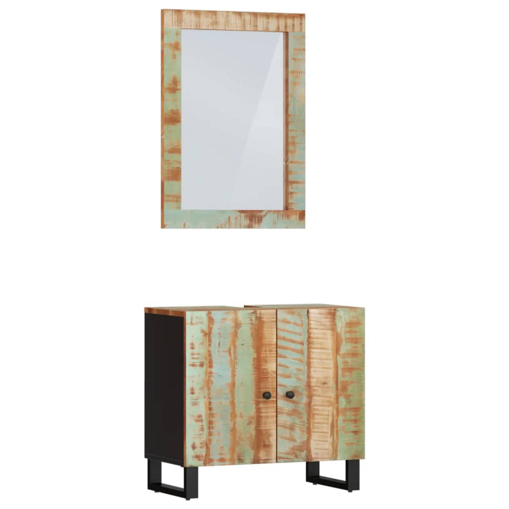 Set Mobilier De Baie, 2 Piese, Lemn Masiv Reciclat