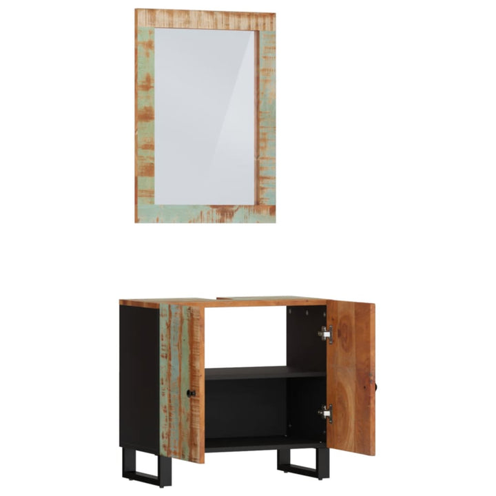 Set Mobilier De Baie, 2 Piese, Lemn Masiv Reciclat