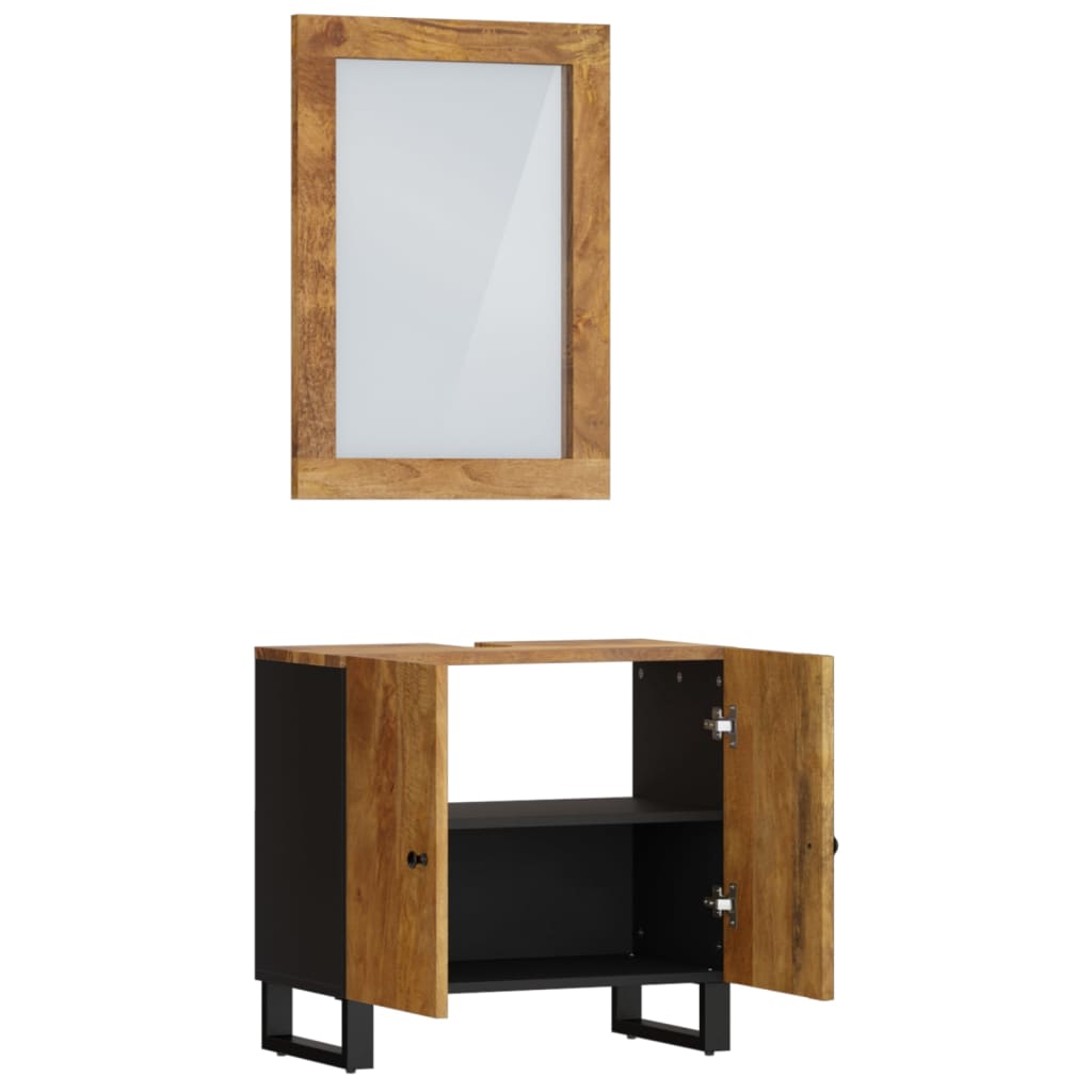 Set Mobilier De Baie, 2 Piese, Lemn Masiv De Mango