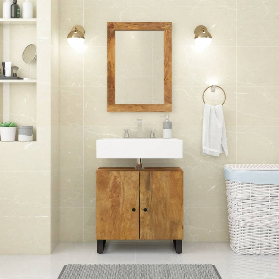 Set Mobilier De Baie, 2 Piese, Lemn Masiv De Mango