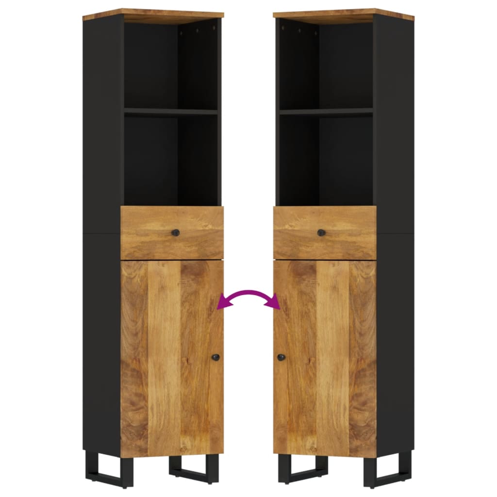 Set Mobilier De Baie, 3 Piese, Lemn Masiv De Mango