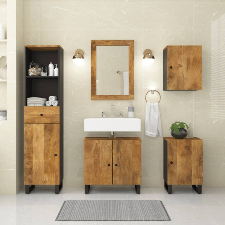 Set Mobilier De Baie, 5 Piese, Lemn Masiv De Mango
