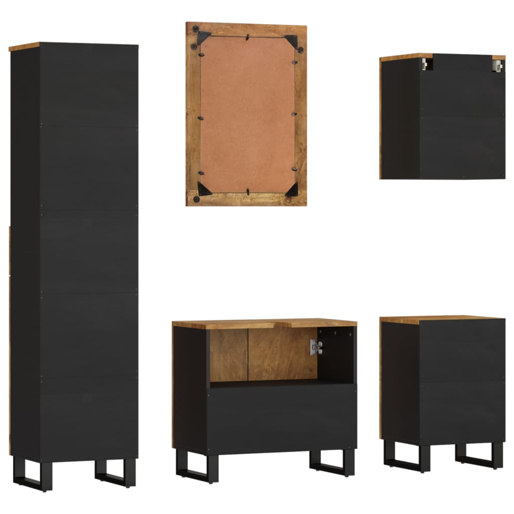 Set Mobilier De Baie, 5 Piese, Lemn Masiv De Mango
