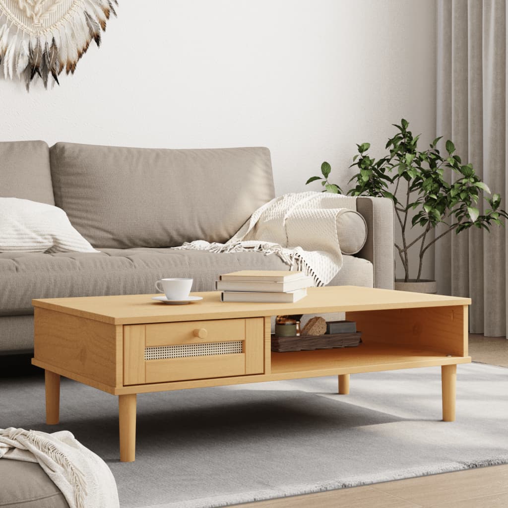 Masă De Cafea Senja Aspect Ratan 100X55X33 Cm Lemn Masiv