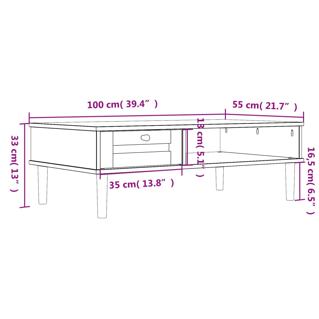 Masă De Cafea Senja Aspect Ratan 100X55X33 Cm Lemn Masiv