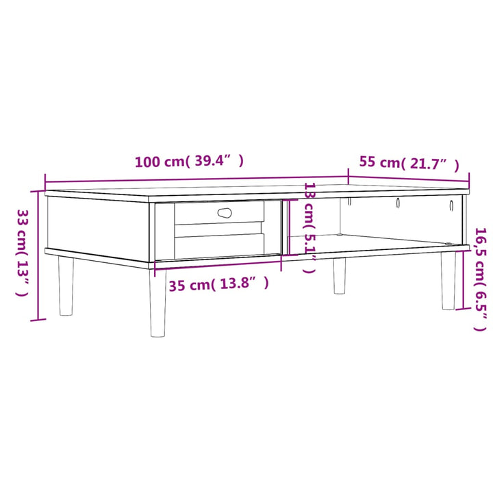 Masă De Cafea Senja Aspect Ratan 100X55X33 Cm Lemn Masiv