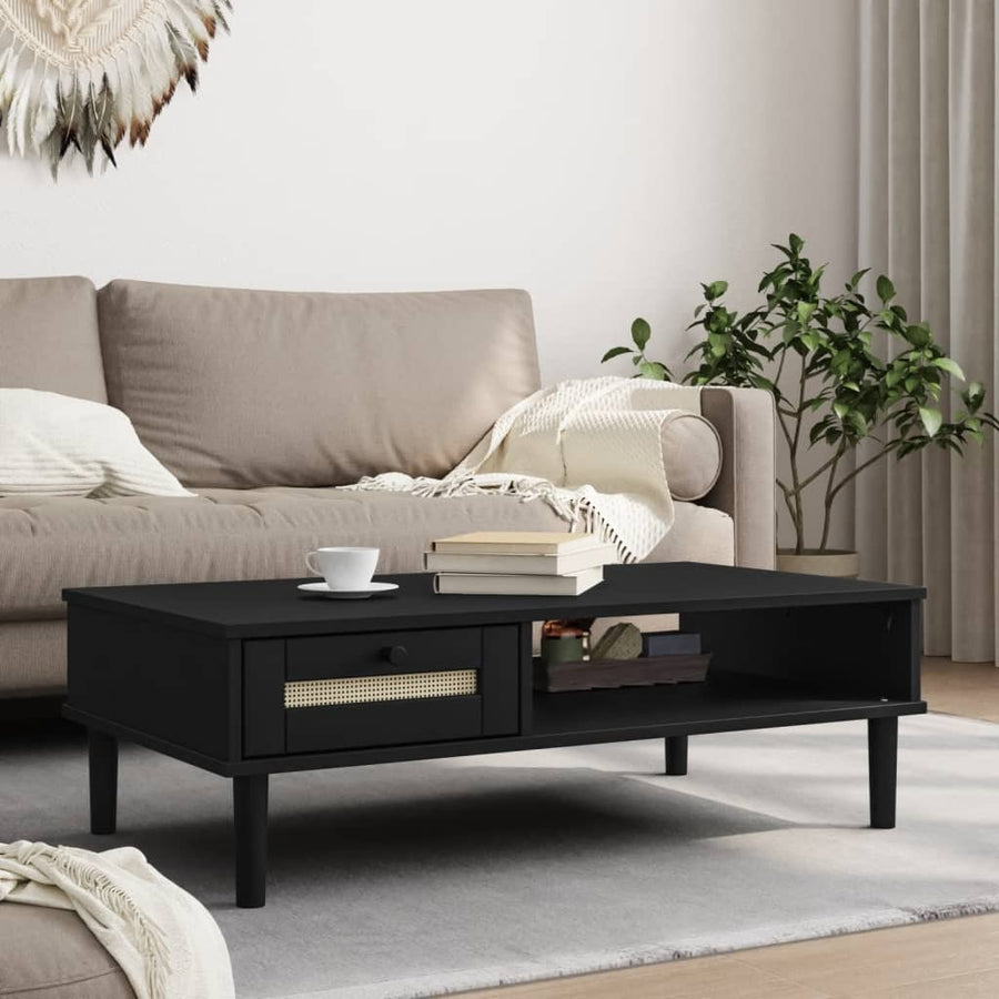 Masă De Cafea Senja Aspect Ratan 100X55X33 Cm Lemn Masiv
