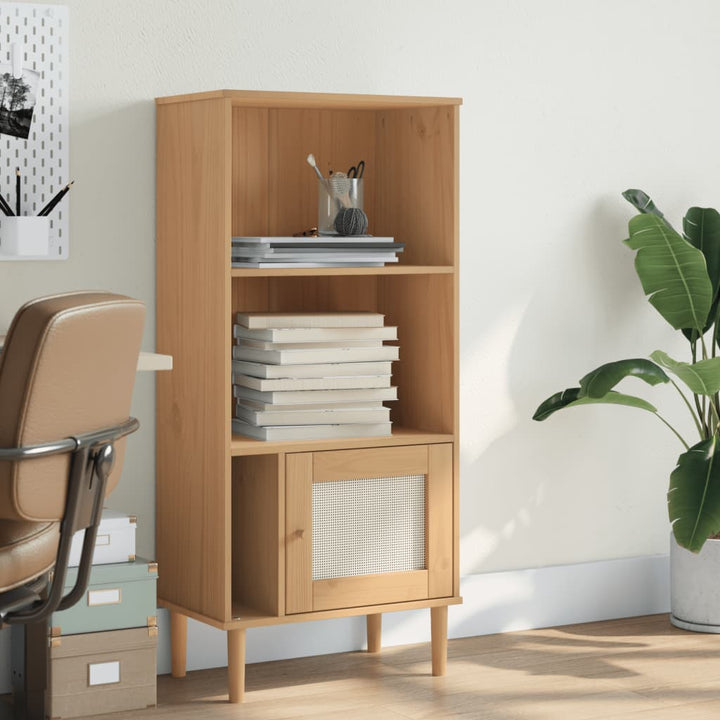 Bibliotecă Senja Aspect Ratan 60X35X130 Cm Lemn Masiv Pin