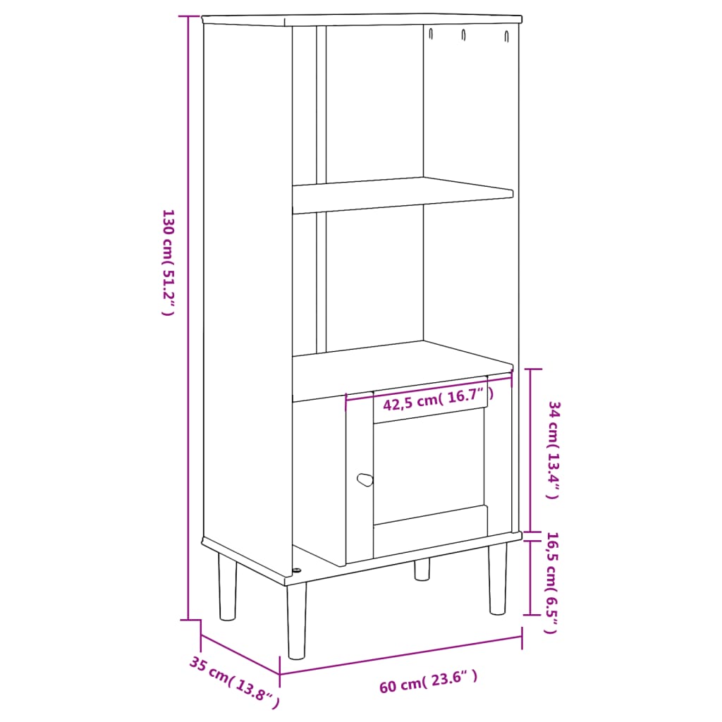 Bibliotecă Senja Aspect Ratan 60X35X130 Cm Lemn Masiv Pin